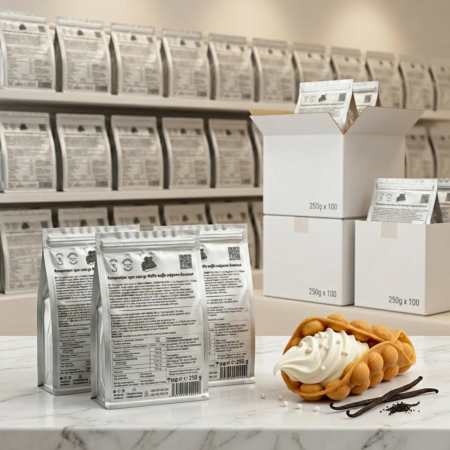 Concentrat Bubble Waffle vanilie Don Gelato cu cutii deschise pregătite pentru livrare și stoc