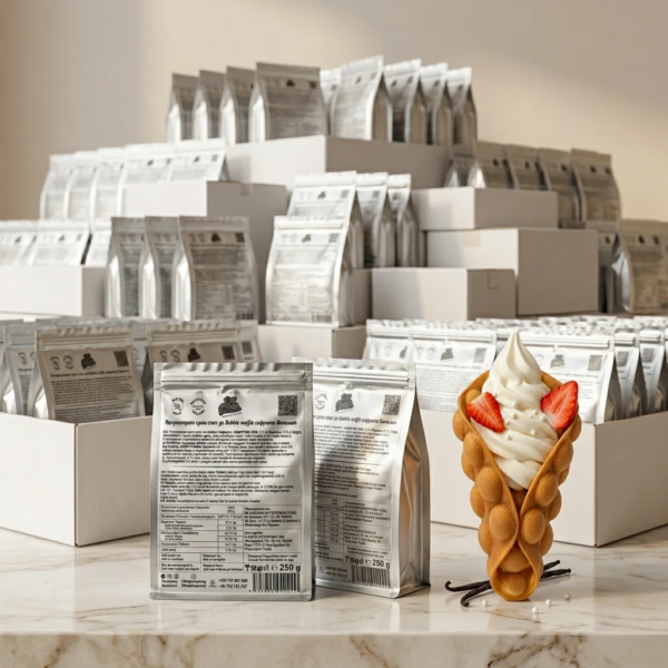 Compoziție promo B2B cu concentrat Bubble Waffle vanilie Don Gelato pentru afaceri HoReCa