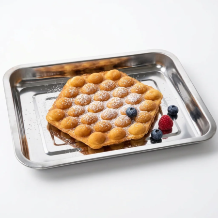 Bubble Waffle gata preparată pe tavă suport în stil profesional Don Gelato