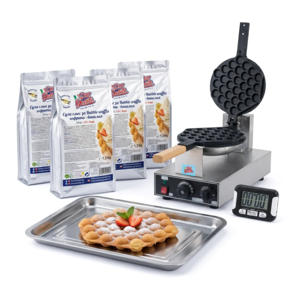 Pachet promoțional Bubble Waffle vanilie Don Gelato cu mix profesional și cadouri pentru afacerea ta