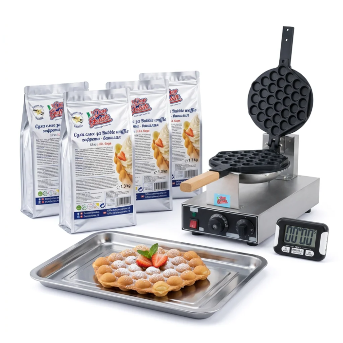 Pachet promoțional Bubble Waffle vanilie Don Gelato cu mix profesional și cadouri pentru afacerea ta