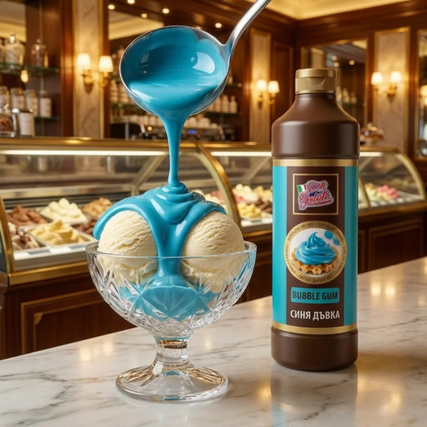 Topping Bubble Gum pentru înghețată și deserturi cu textură cremoasă și culoare vibrantă