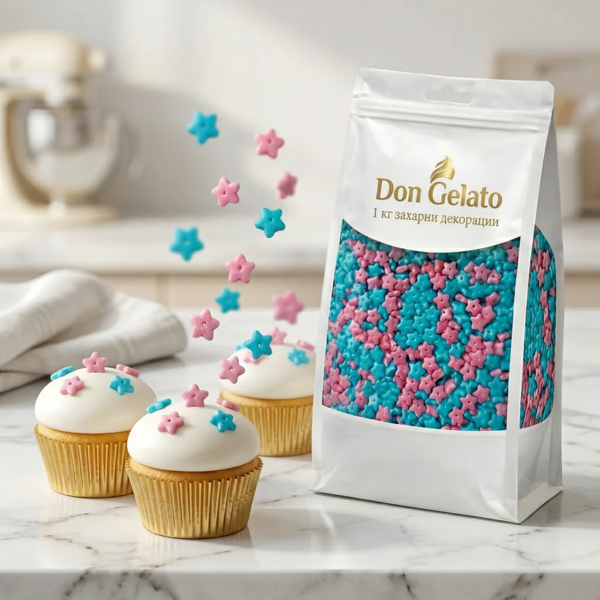 Brioșe decorate cu steluțe colorate din zahăr Don Gelato