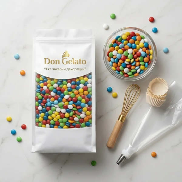 Compoziție de produs cu mini drajeuri colorate Don Gelato