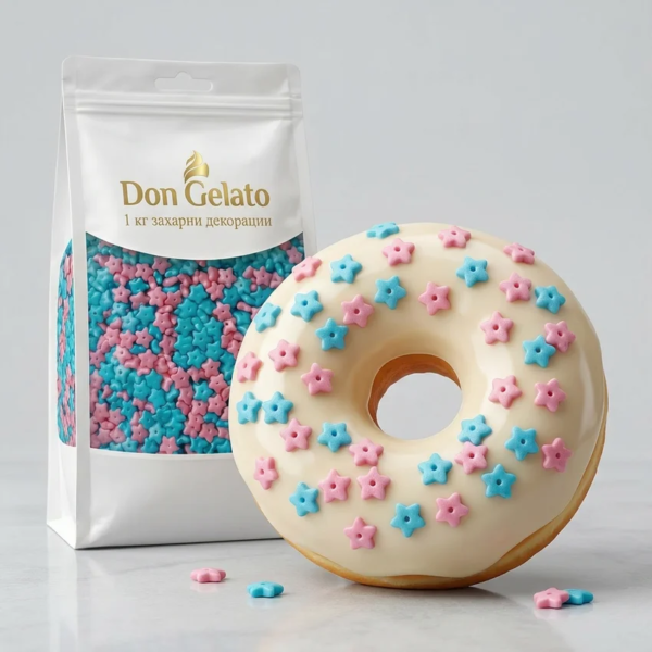 Gogoașă decorată cu steluțe colorate din zahăr Don Gelato