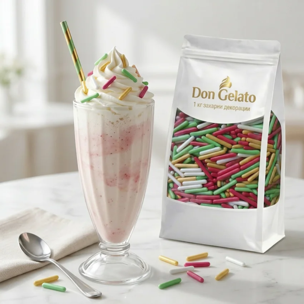 Milkshake decorat cu batoane colorate mari Don Gelato