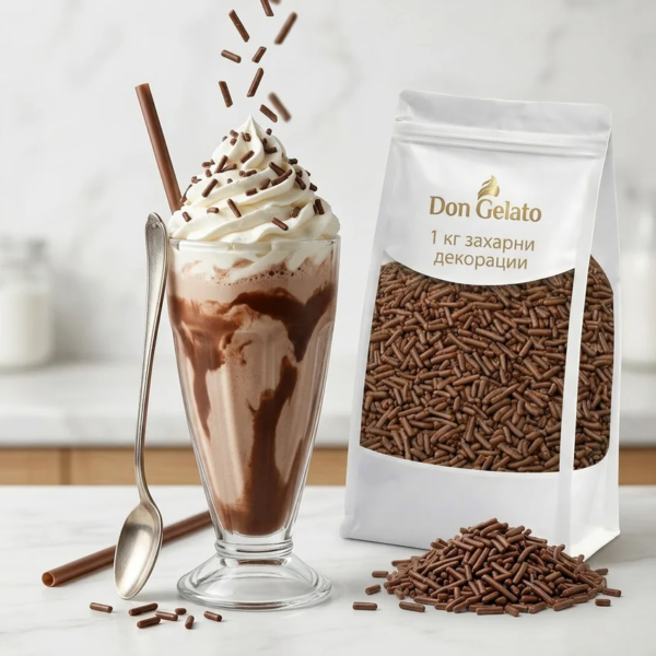 Milkshake decorat cu batoane de ciocolată pentru decor Don Gelato