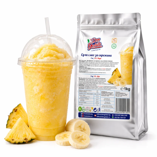 Premix pentru granita ananas si banane Don Gelato cu băutură Ice Slush galbenă gata preparată