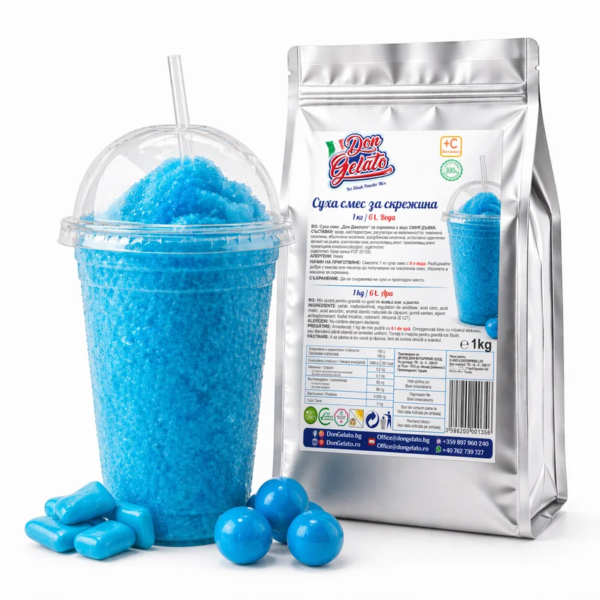 Premix pentru granita bubble gum albastra Don Gelato cu băutură Ice Slush albastră gata preparată