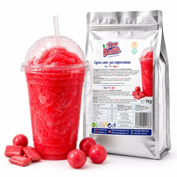 Premix pentru granita bubble gum rosie Don Gelato cu băutură Ice Slush roșie gata preparată