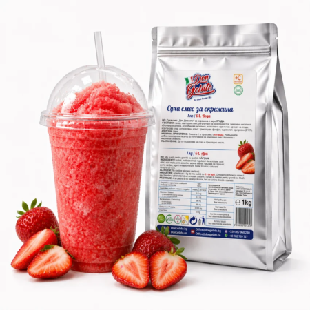 Premix pentru granita capsuni Don Gelato cu băutură Ice Slush roșie gata preparată