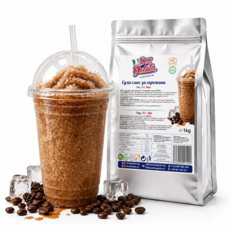 Premix pentru granita Frappe Don Gelato cu băutură Ice Slush în culoare de cafea gata preparată
