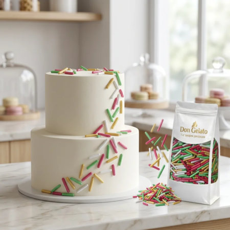 Tort decorat cu batoane colorate mari Don Gelato