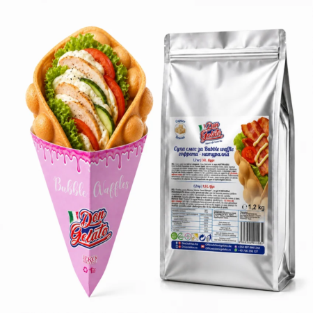 Bubble Waffle natural Don Gelato gata de servire, cu umplutură sărată tip sandwich