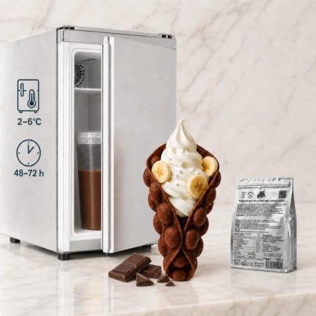 Concentrat pentru Bubble Waffle cu ciocolată Don Gelato, cu mix pregătit pentru păstrare la 2–6°C