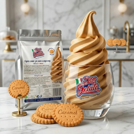Înghețată soft cu biscuit caramelizat Don Gelato în cupă