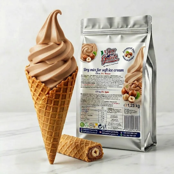 Înghețată soft cu cremă de alune cu lapte Don Gelato în cornet