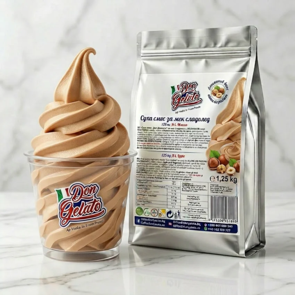 Înghețată soft cu cremă de alune cu lapte Don Gelato în cupă