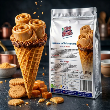 Înghețată thailandeză cu biscuiți caramelizați cu topping Don Gelato