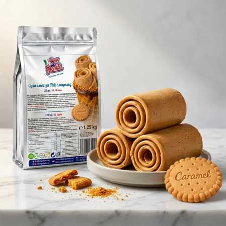 Înghețată thailandeză cu biscuiți caramelizați rulouri Don Gelato