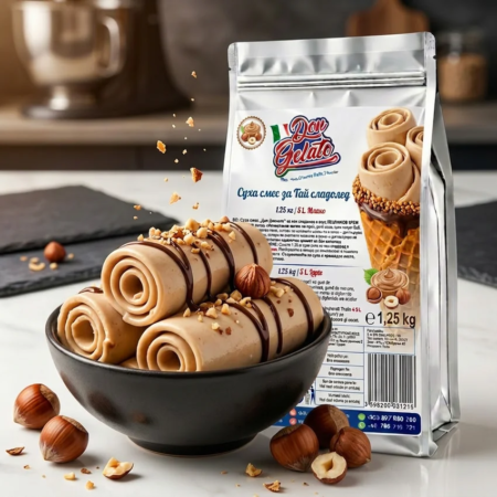 Înghețată thailandeză cu cremă de alune în cupă cu topping Don Gelato