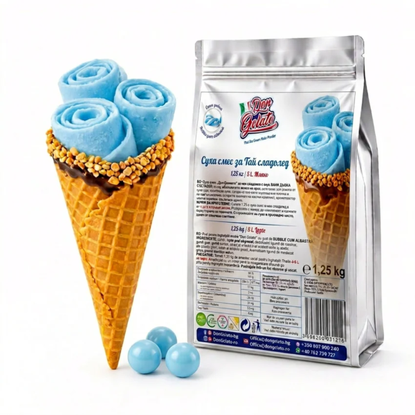 Praf pentru înghețată thailandeză gumă albastră Don Gelato cu rulouri albastre cremoase