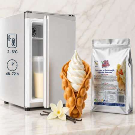 PreMix pentru Bubble Waffle cu vanilie Don Gelato, cu mix pregătit pentru păstrare la 2–6°C