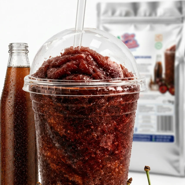 Macro textură de granită Cherry Cola cu cristale de gheață și culoare roșu închis intensă